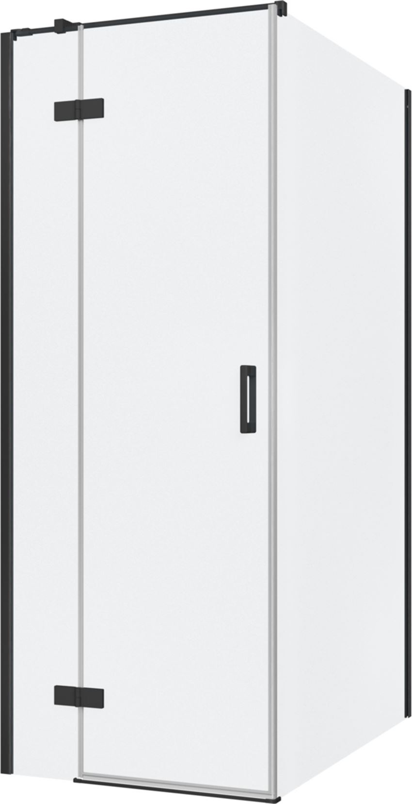 Kabina prysznicowa narożna lewa prostokątna szkło przezroczyste profile czarny mat 80x120x200 cm IÖ Luvia