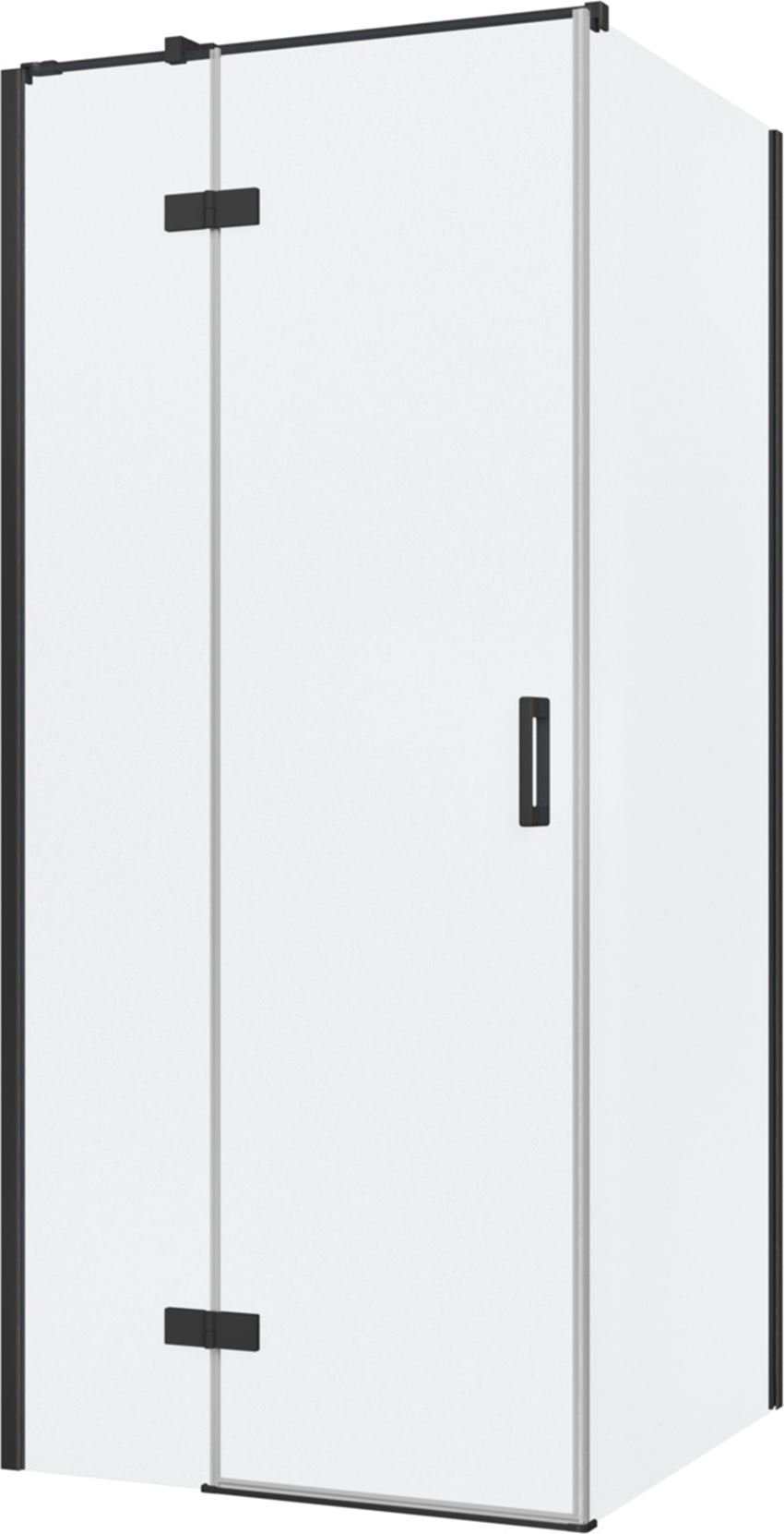 Kabina prysznicowa narożna lewa kwadratowa szkło przezroczyste profile czarny mat 90x90x200 cm IÖ Luvia
