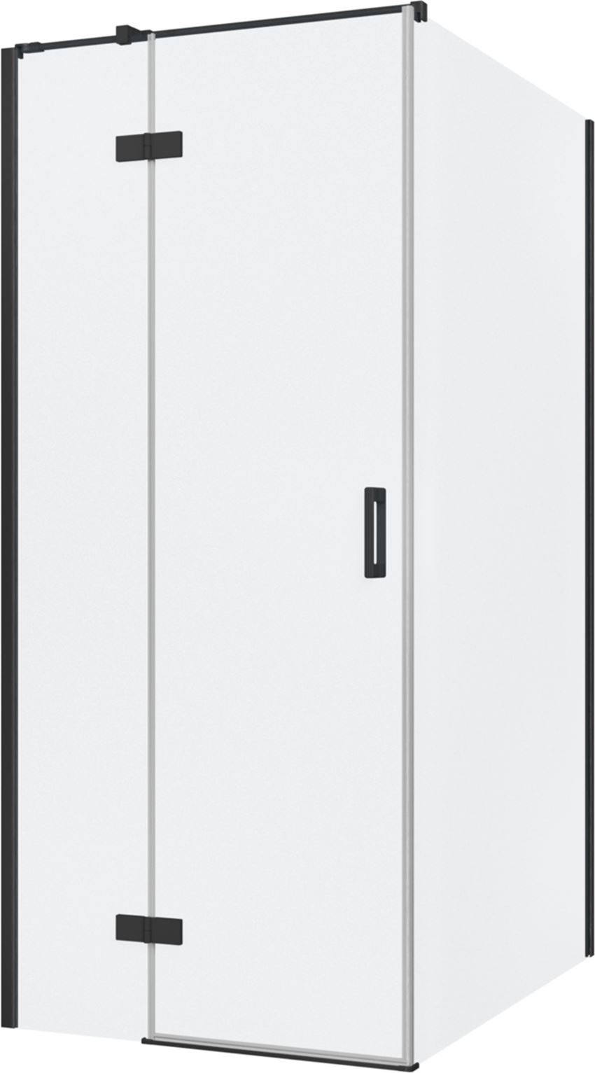 Kabina prysznicowa narożna lewa prostokątna szkło przezroczyste profile czarny mat 90x120x200 cm IÖ Luvia