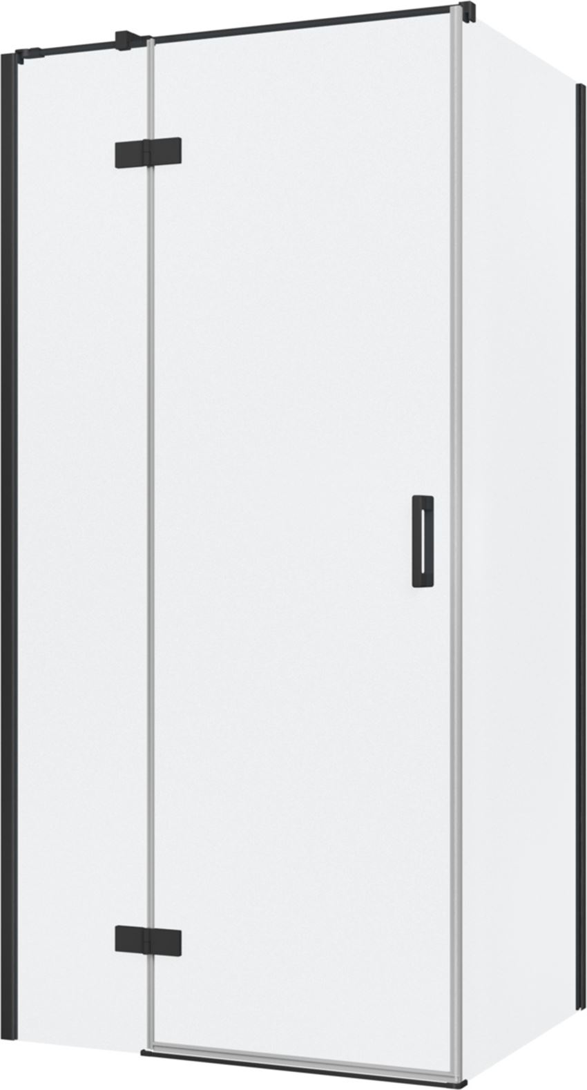 Kabina prysznicowa narożna lewa prostokątna szkło przezroczyste profile czarny mat 100x80x200 cm IÖ Luvia