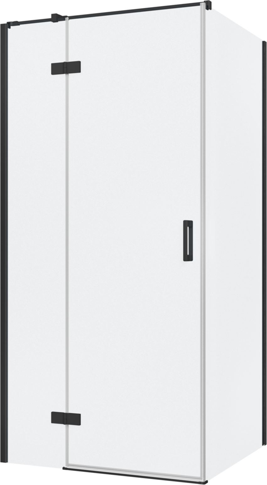 Kabina prysznicowa narożna lewa prostokątna szkło przezroczyste profile czarny mat 100x90x200 cm IÖ Luvia