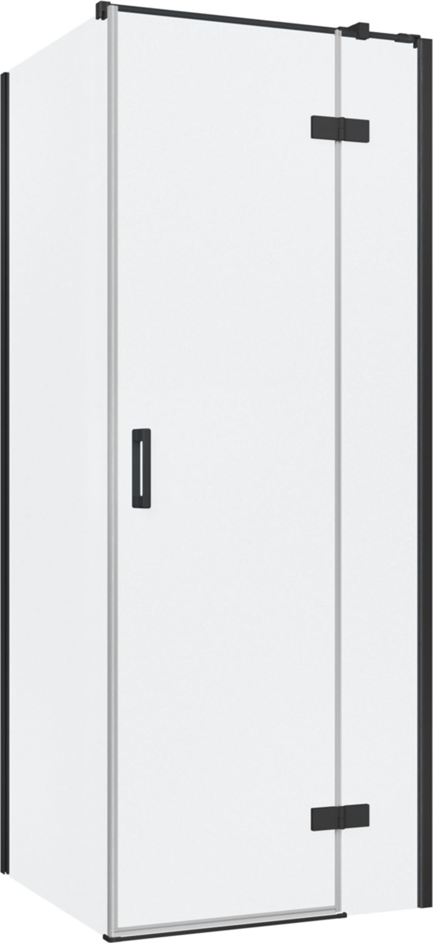 Kabina prysznicowa narożna prawa kwadratowa szkło przezroczyste profile czarny mat 80x80x200 cm IÖ Luvia