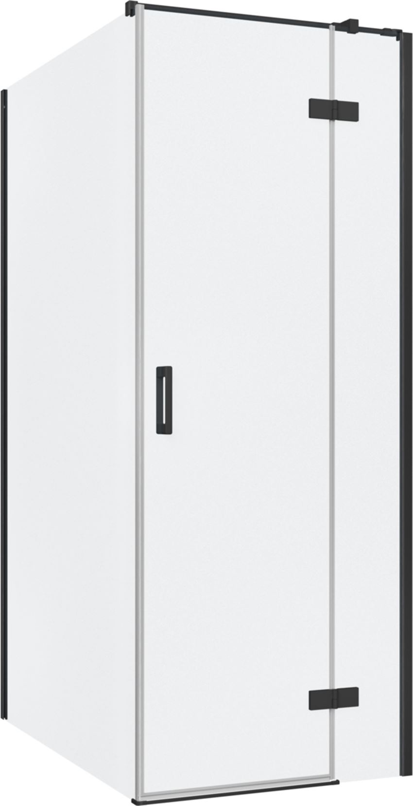 Kabina prysznicowa narożna prawa prostokątna szkło przezroczyste profile czarny mat 80x120x200 cm IÖ Luvia