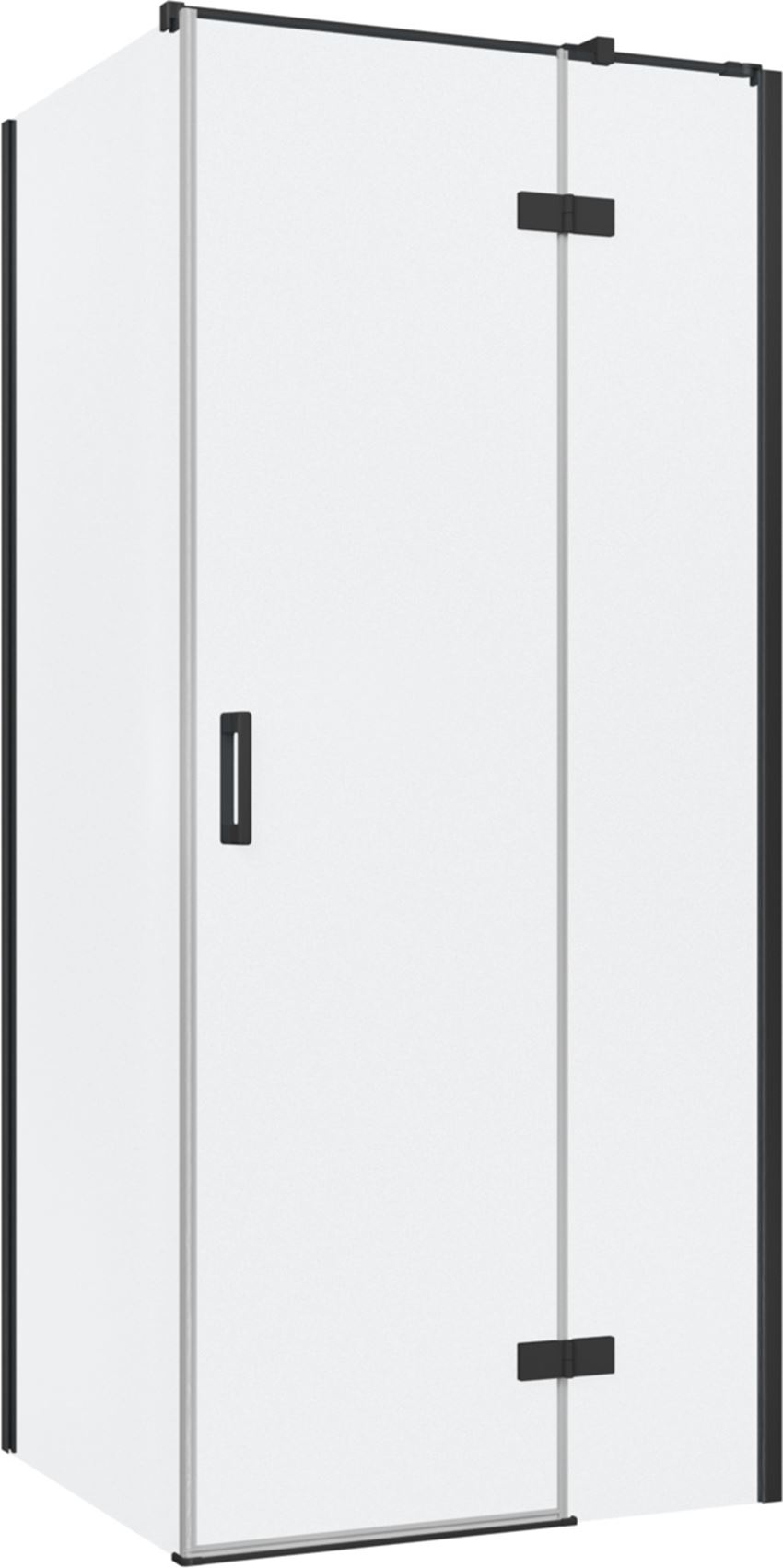 Kabina prysznicowa narożna prawa prostokątna szkło przezroczyste profile czarny mat 90x80x200 cm IÖ Luvia