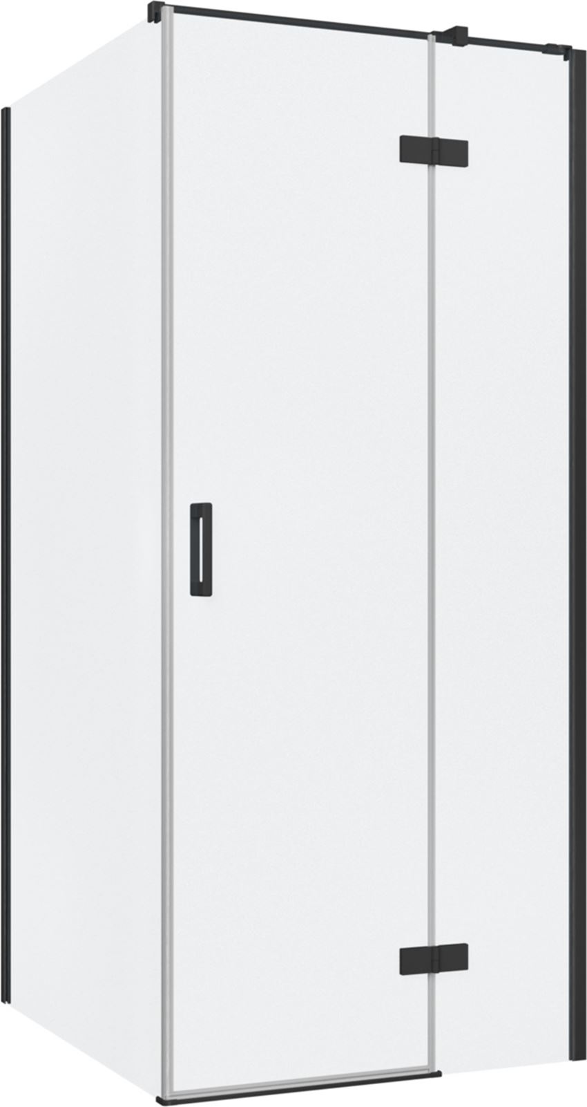 Kabina prysznicowa narożna prawa prostokątna szkło przezroczyste profile czarny mat 90x100x200 cm IÖ Luvia