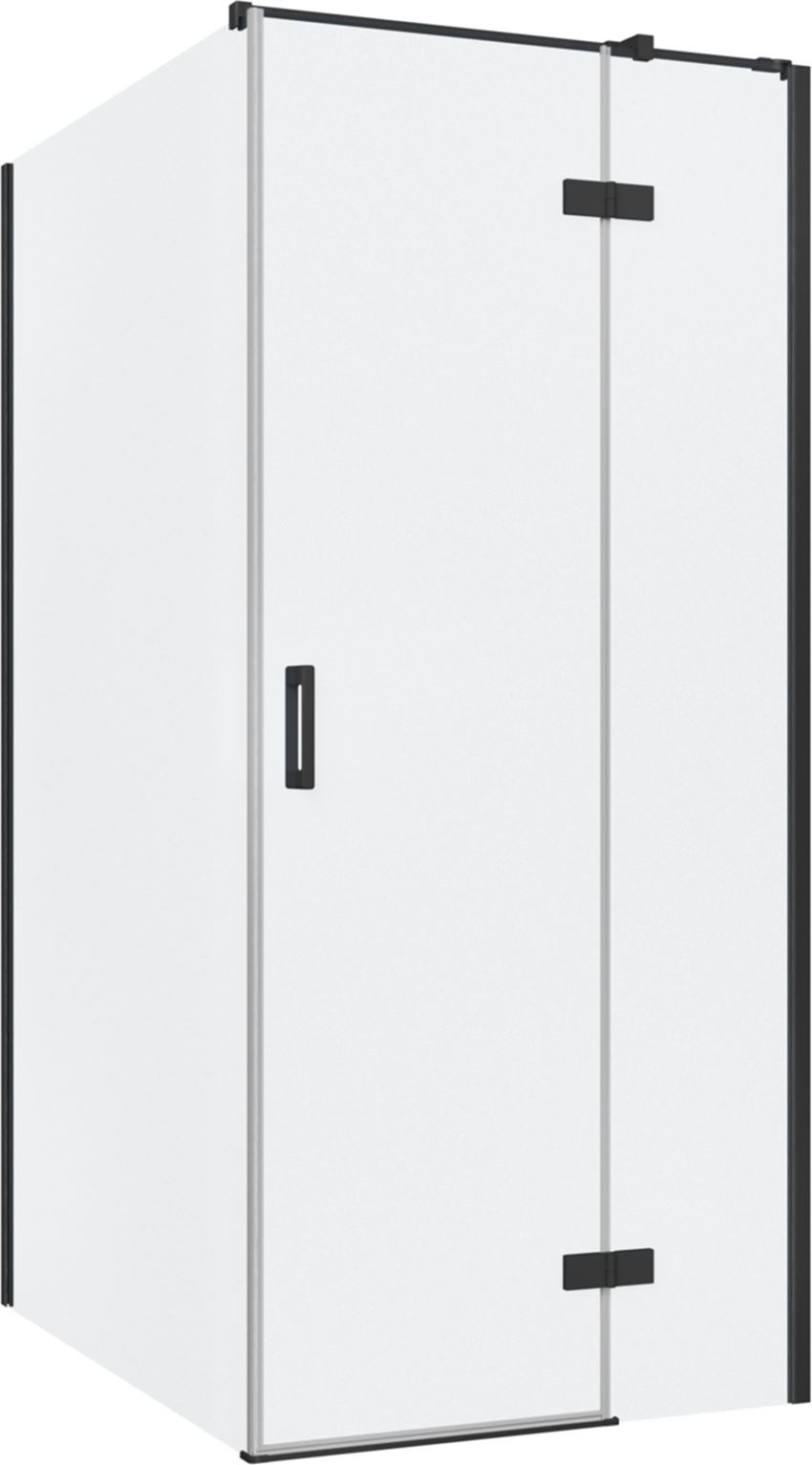 Kabina prysznicowa narożna prawa prostokątna szkło przezroczyste profile czarny mat 90x120x200 cm IÖ Luvia