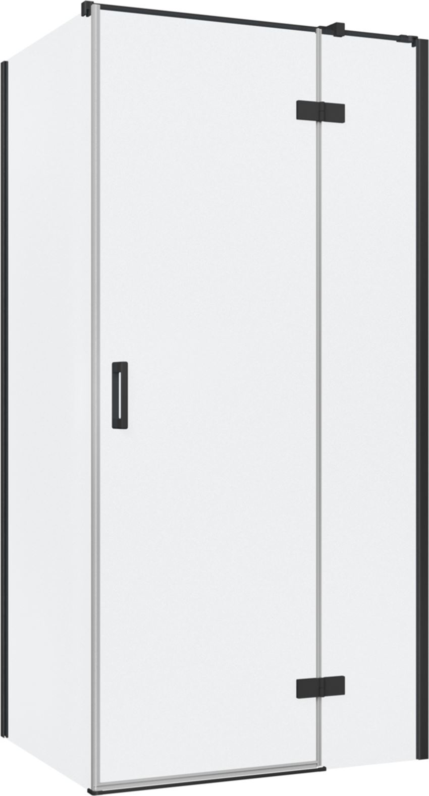 Kabina prysznicowa narożna prawa prostokątna szkło przezroczyste profile czarny mat 100x80x200 cm IÖ Luvia