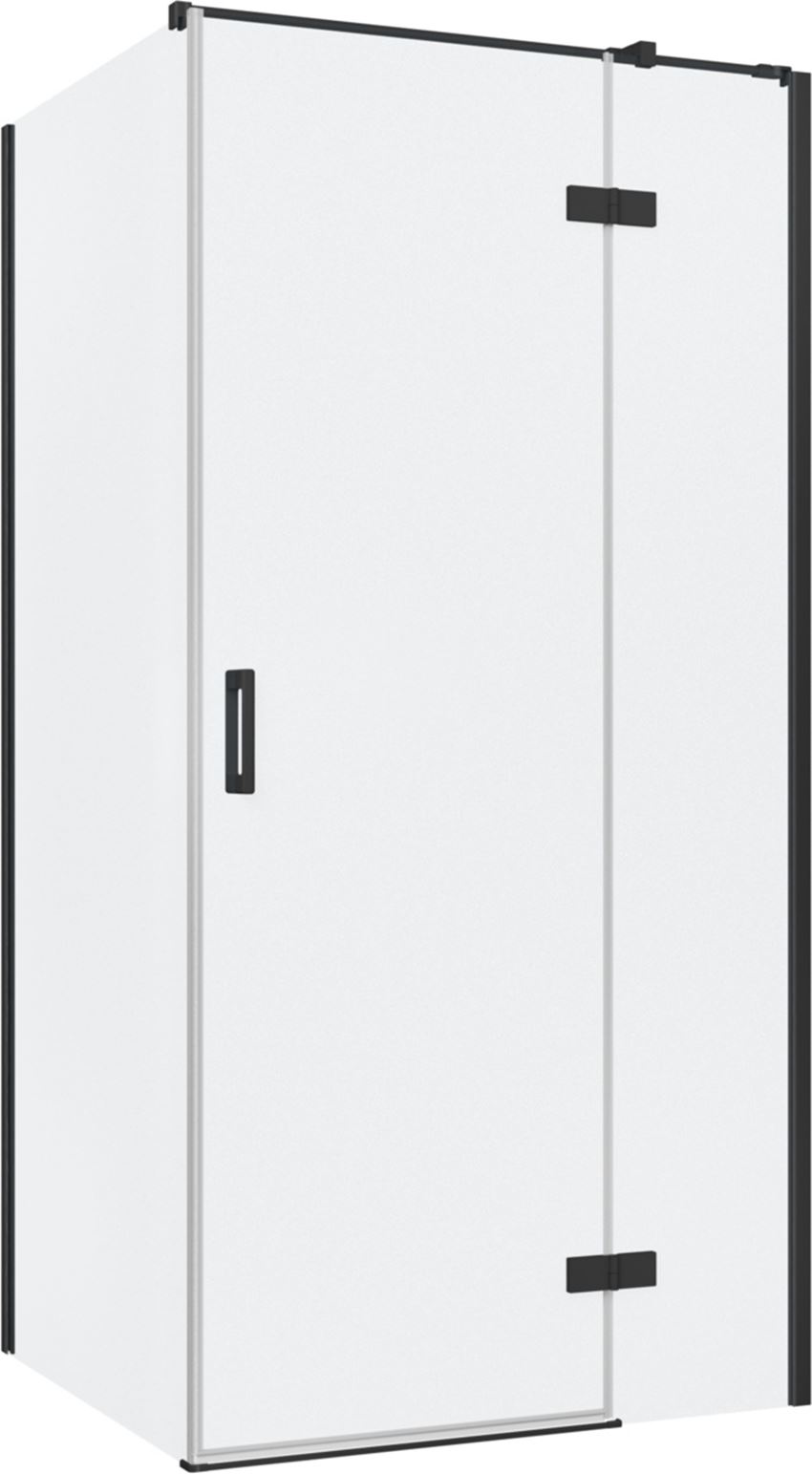 Kabina prysznicowa narożna prawa prostokątna szkło przezroczyste profile czarny mat 100x90x200 cm IÖ Luvia