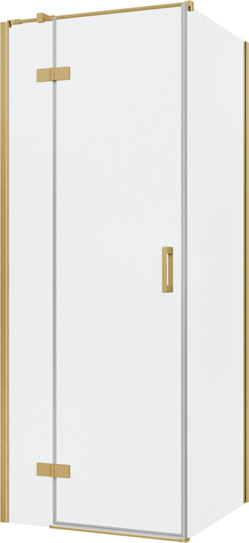 Kabina prysznicowa narożna lewa kwadratowa szkło przezroczyste profile złoto szczotkowane 80x80x200 cm IÖ Luvia