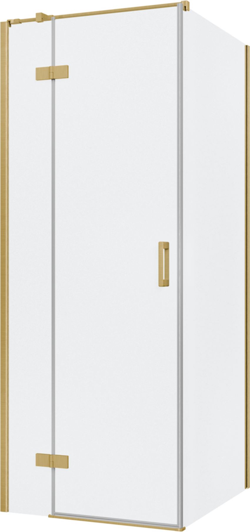 Kabina prysznicowa narożna lewa prostokątna szkło przezroczyste profile złoto szczotkowane 80x90x200 cm IÖ Luvia