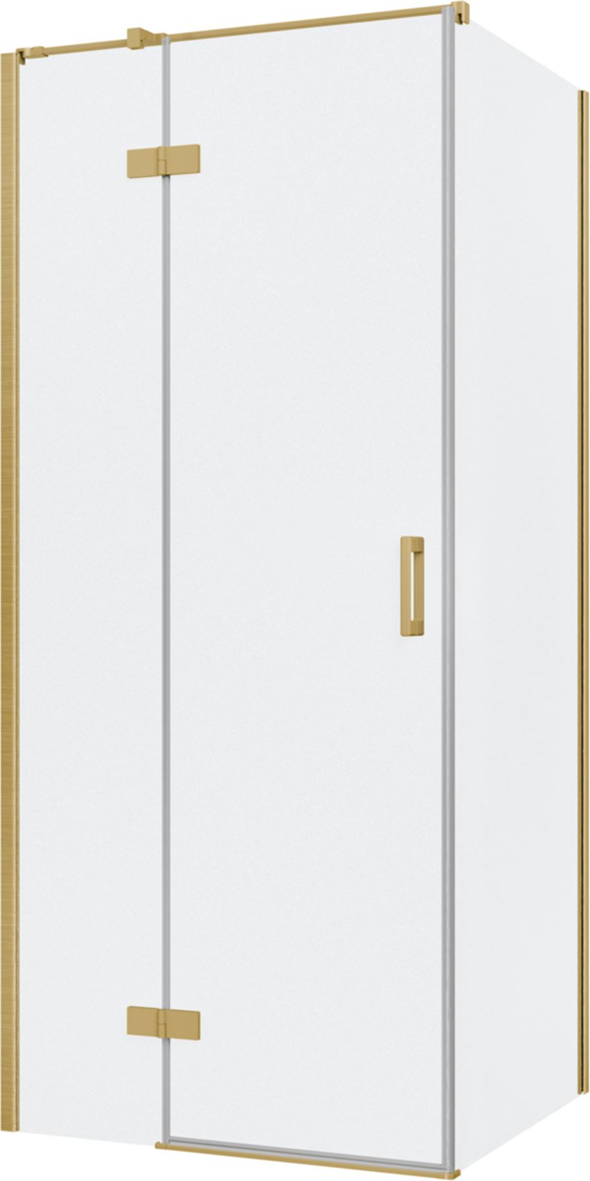 Kabina prysznicowa narożna lewa prostokątna szkło przezroczyste profile złoto szczotkowane 90x80x200 cm IÖ Luvia