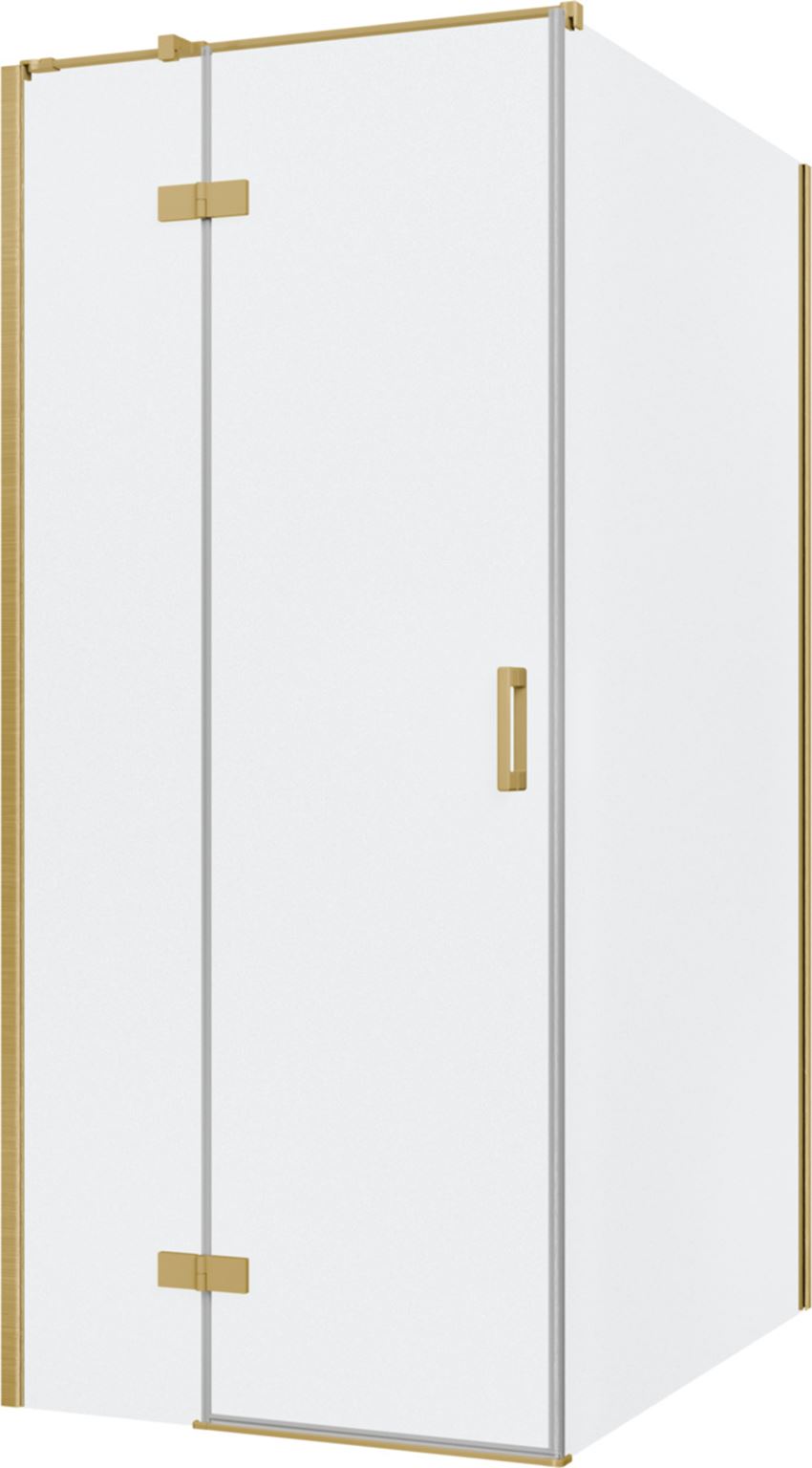 Kabina prysznicowa narożna lewa prostokątna szkło przezroczyste profile złoto szczotkowane 90x120x200 cm IÖ Luvia