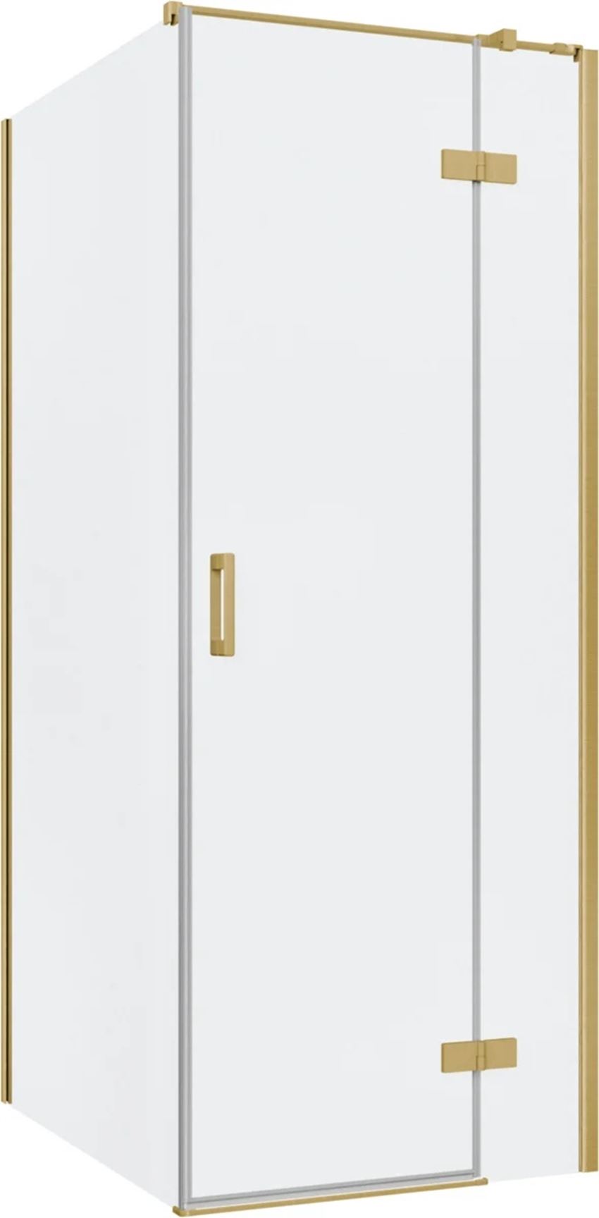 Kabina prysznicowa narożna prawa prostokątna szkło przezroczyste profile złoto szczotkowane 80x100x200 cm IÖ Luvia