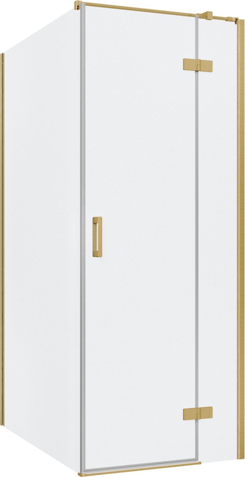 Kabina prysznicowa narożna prawa prostokątna szkło przezroczyste profile złoto szczotkowane 80x120x200 cm IÖ Luvia