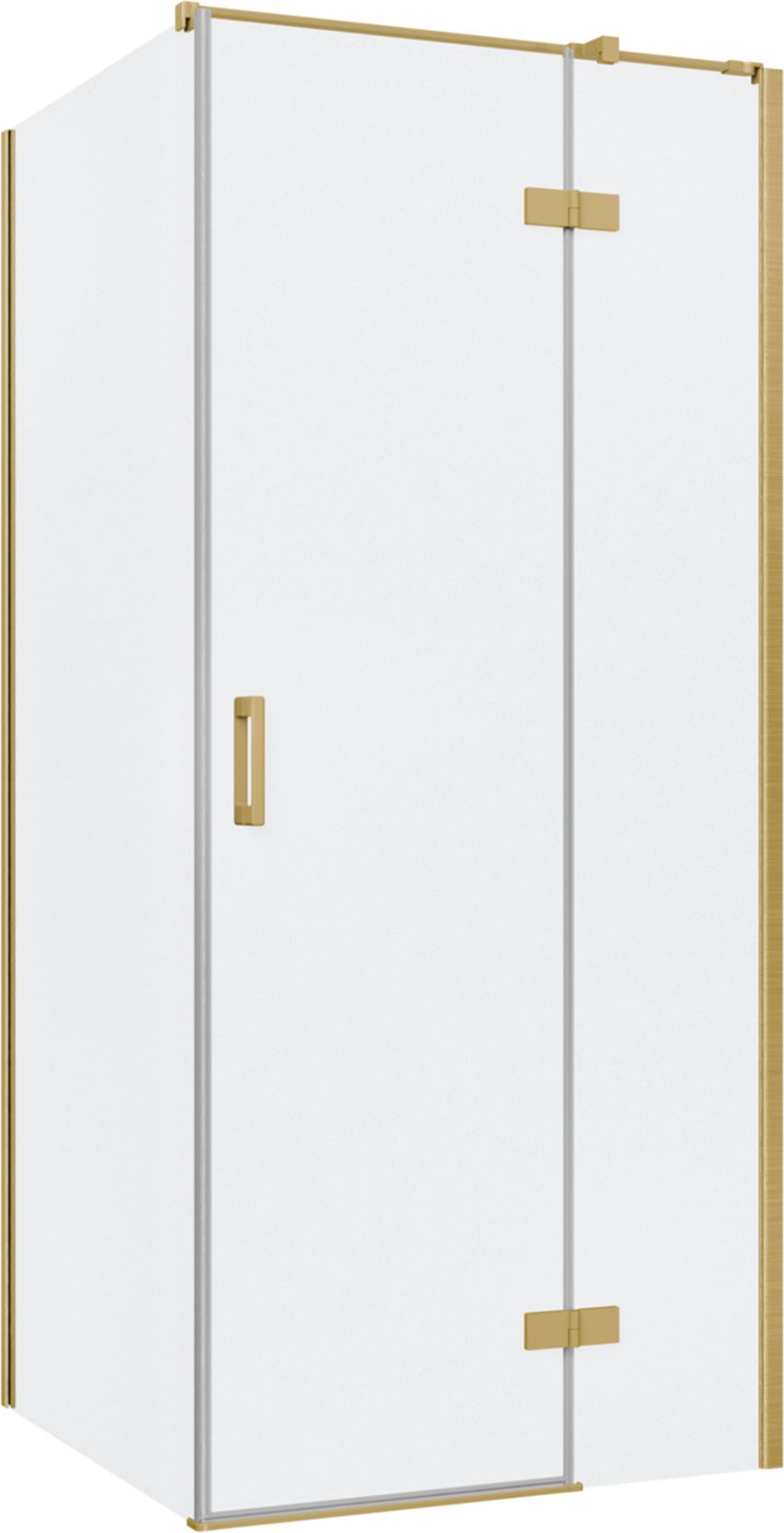 Kabina prysznicowa narożna prawa kwadratowa szkło przezroczyste profile złoto szczotkowane 90x90x200 cm IÖ Luvia