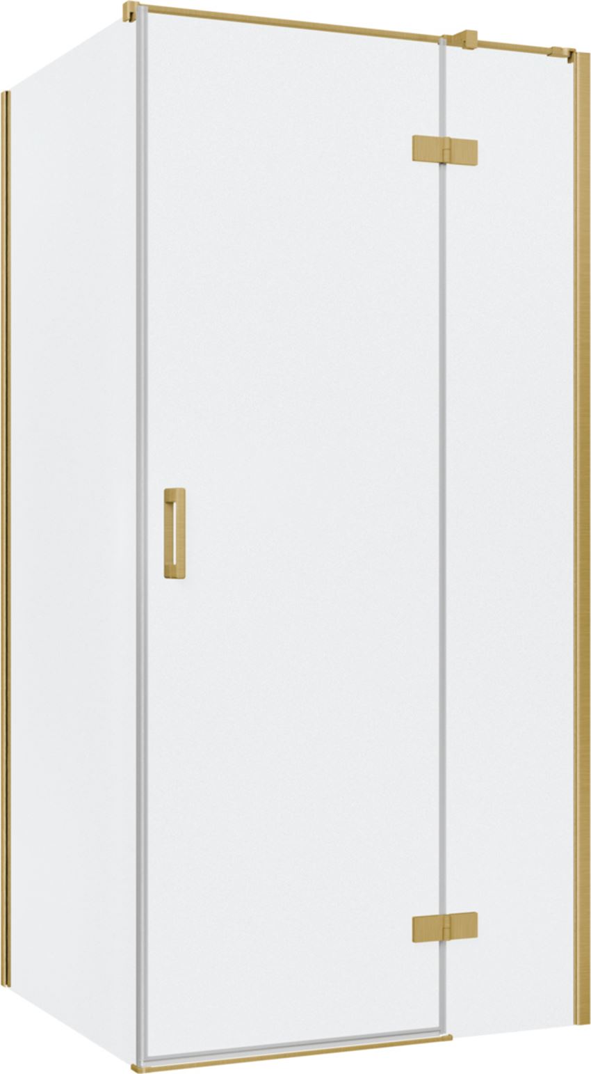 Kabina prysznicowa narożna prawa prostokątna szkło przezroczyste profile złoto szczotkowane 100x90x200 cm IÖ Luvia