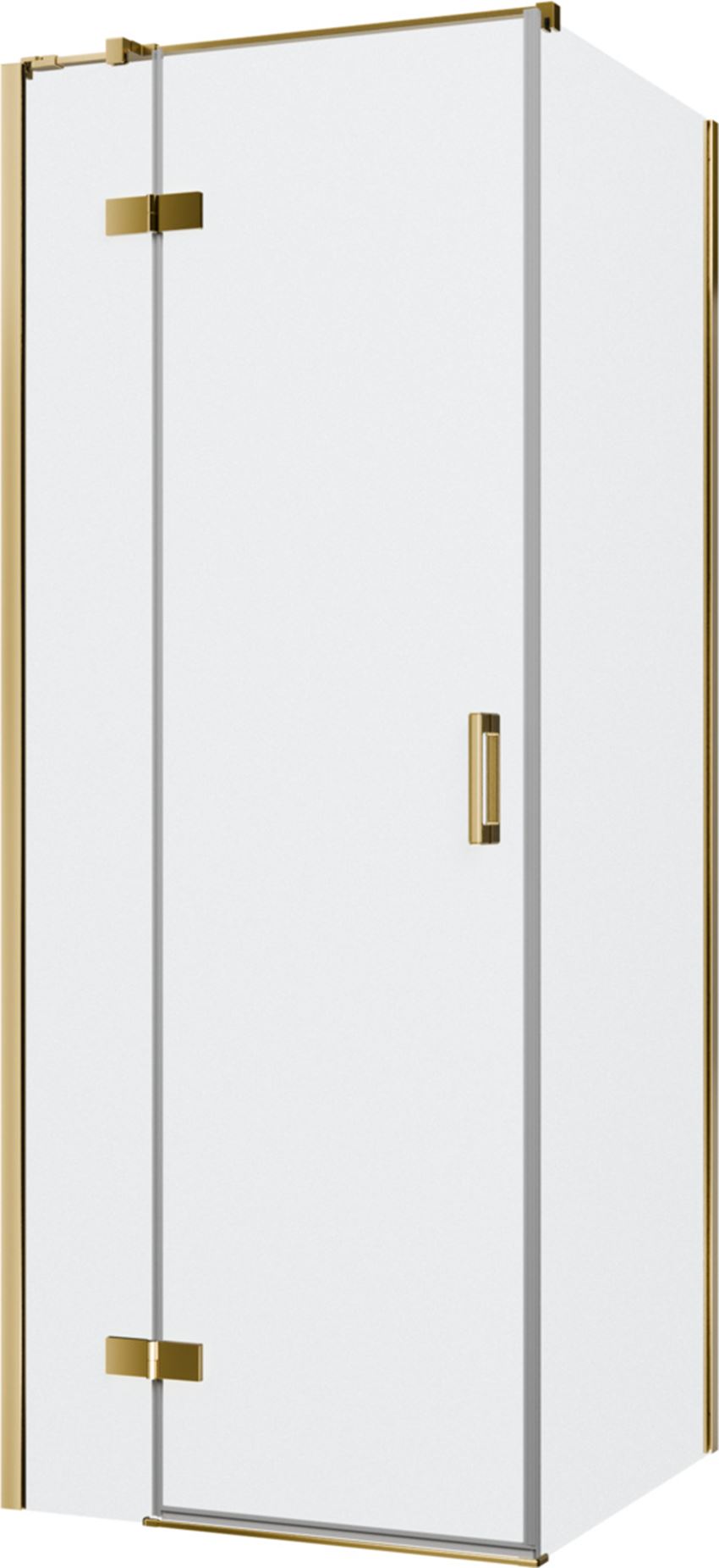 Kabina prysznicowa narożna lewa kwadratowa szkło przezroczyste profile gold shine 80x80x200 cm IÖ Luvia
