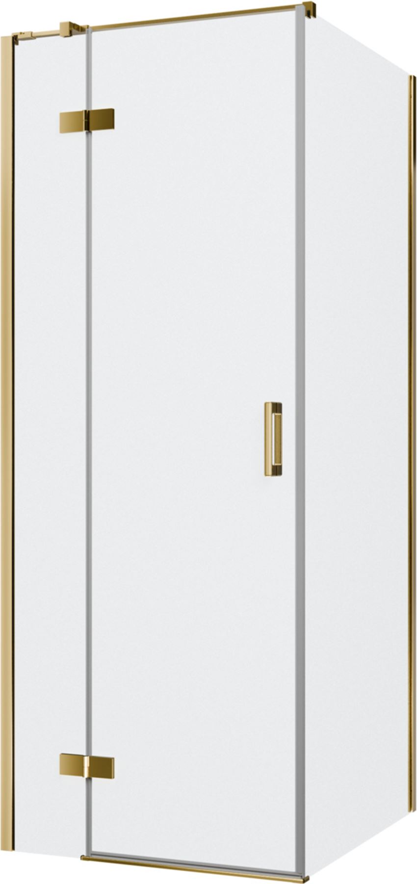 Kabina prysznicowa narożna lewa prostokątna szkło przezroczyste  profile gold shine 80x90x200 cm IÖ Luvia