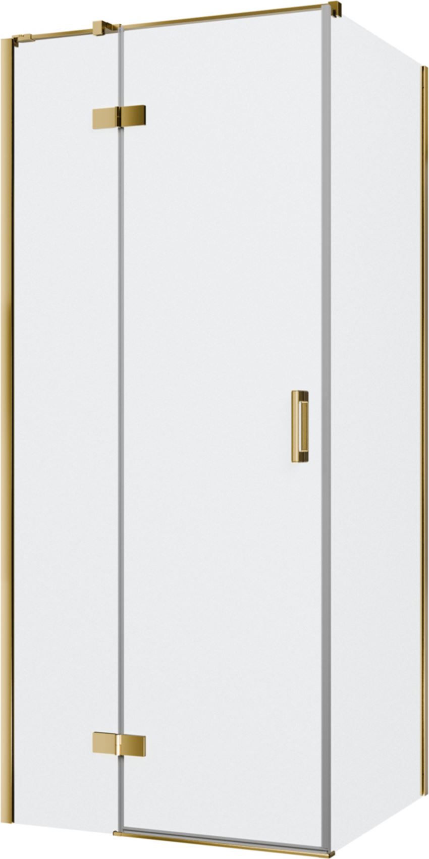Kabina prysznicowa narożna lewa prostokątna szkło przezroczyste profile gold shine 90x80x200 cm IÖ Luvia