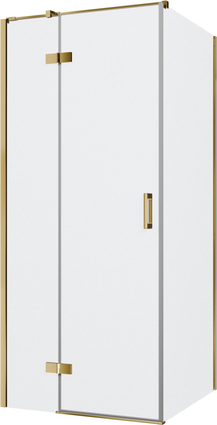 Kabina prysznicowa narożna lewa kwadratowa szkło przezroczyste profile gold shine 90x90x200 cm IÖ Luvia