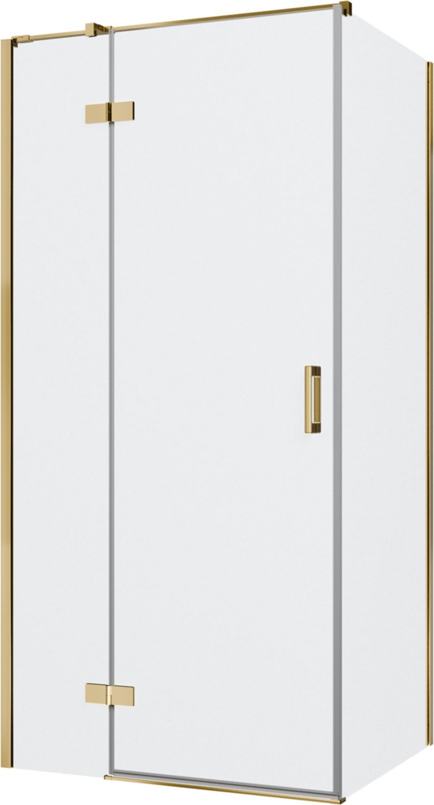 Kabina prysznicowa narożna lewa prostokątna szkło przezroczyste profile gold shine 100x80x200 cm IÖ Luvia