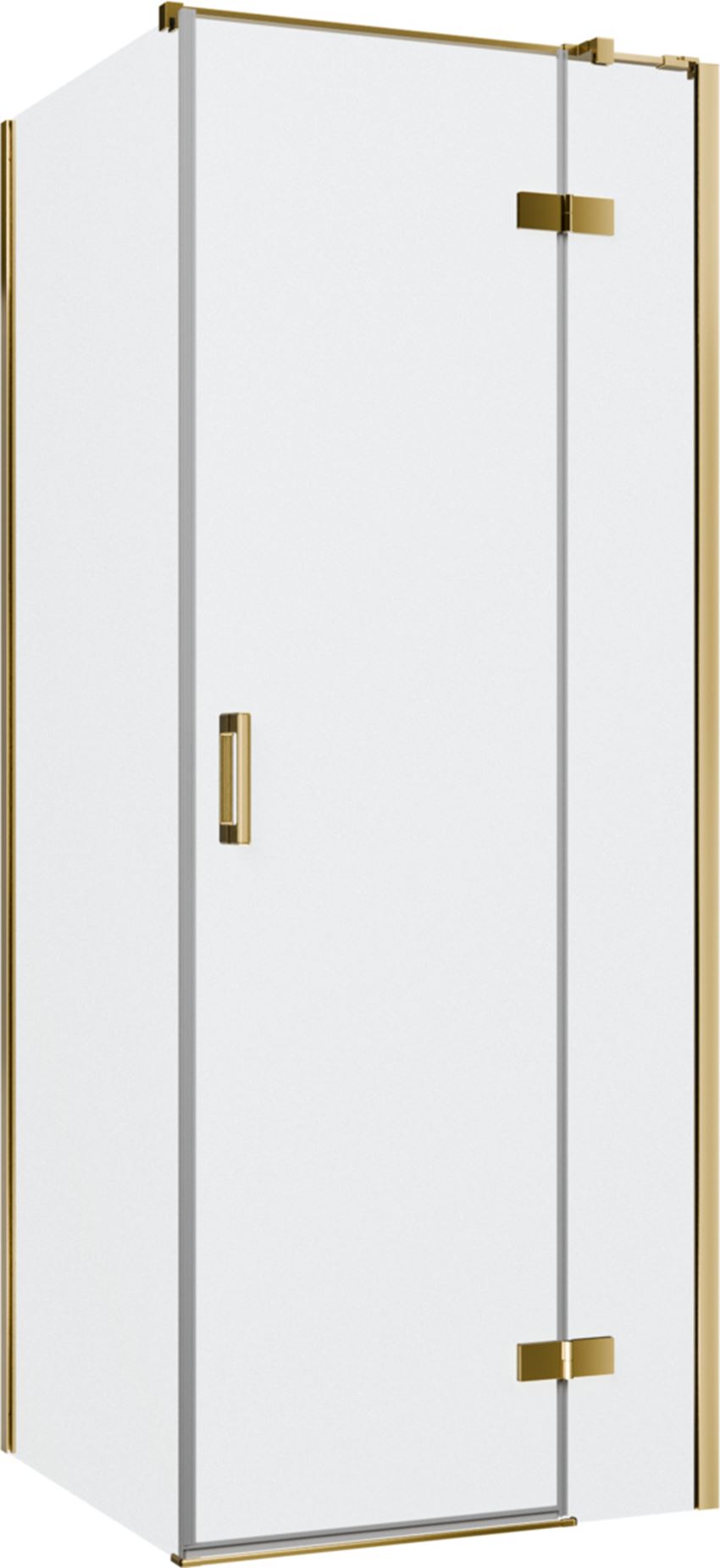 Kabina prysznicowa narożna prawa prostokątna szkło przezroczyste profile gold shine 80x90x200 cm IÖ Luvia
