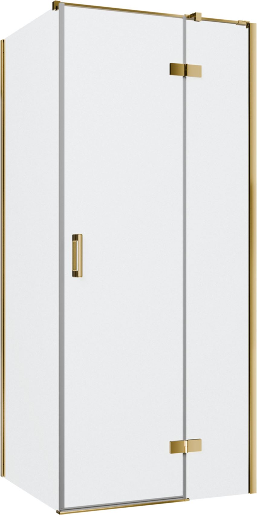 Kabina prysznicowa narożna prawa prostokątna szkło przezroczyste profile gold shine 90x80x200 cm IÖ Luvia
