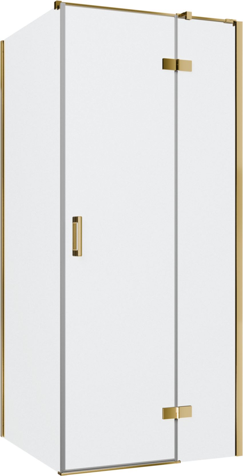 Kabina prysznicowa narożna prawa kwadratowa szkło przezroczyste profile gold shine 90x90x200 cm IÖ Luvia