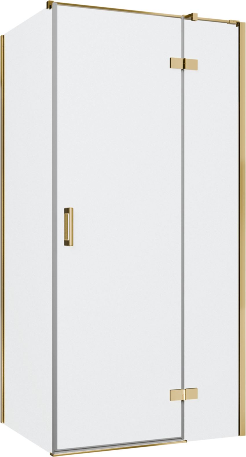 Kabina prysznicowa narożna prawa prostokątna szkło przezroczyste profile gold shine 100x80x200 cm IÖ Luvia