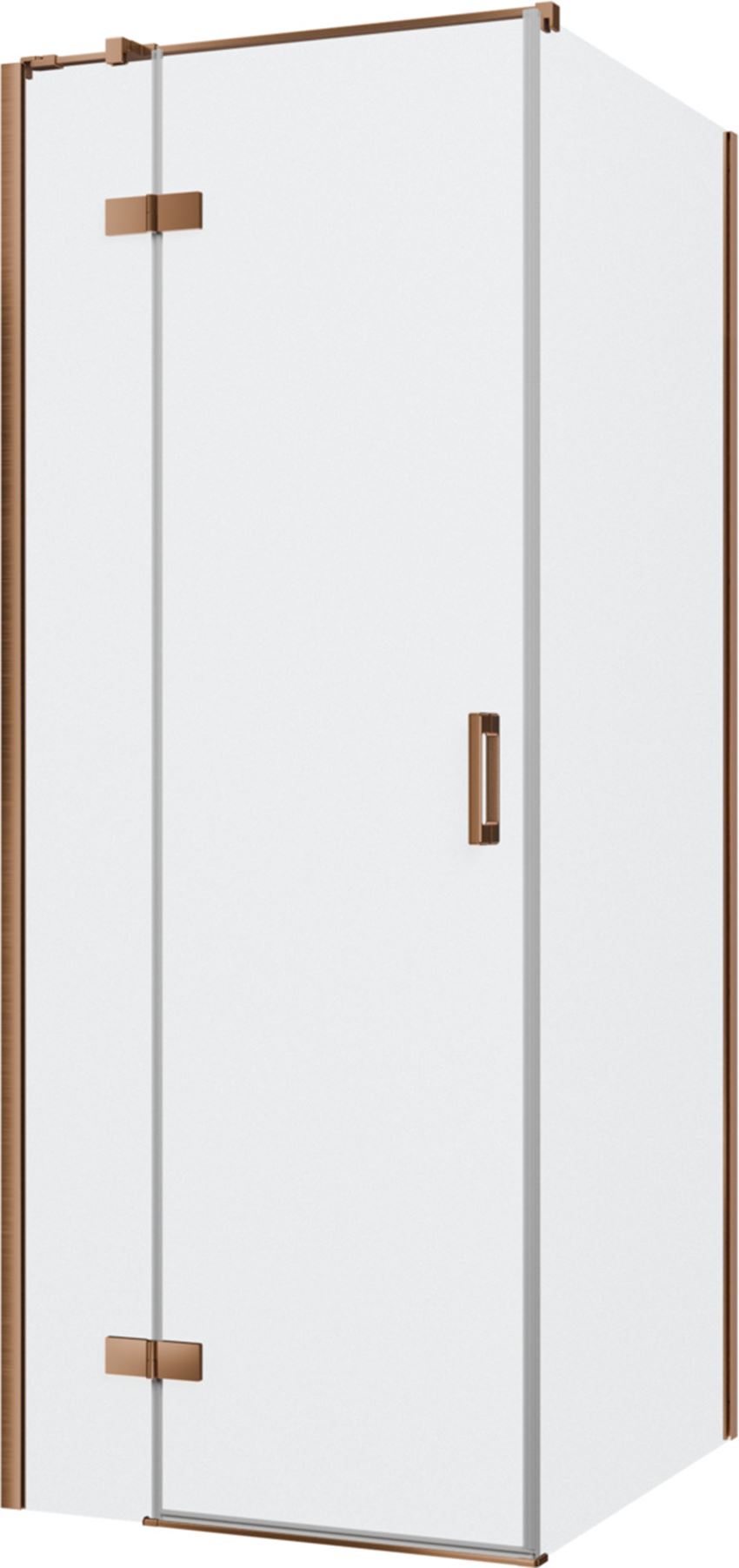 Kabina prysznicowa narożna lewa prostokątna szkło przezroczyste profile miedź szczotkowana 80x90x200 cm IÖ Luvia