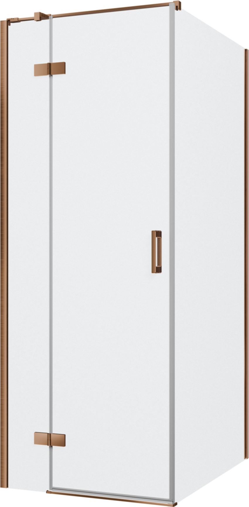 Kabina prysznicowa narożna lewa prostokątna szkło przezroczyste profile miedź szczotkowana 80x100x200 cm IÖ Luvia