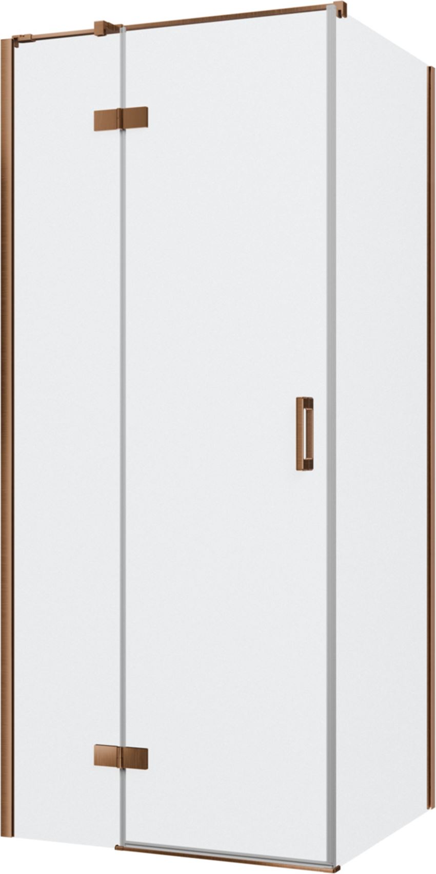 Kabina prysznicowa narożna lewa prostokątna szkło przezroczyste profile miedź szczotkowana 80x120x200 cm IÖ Luvia