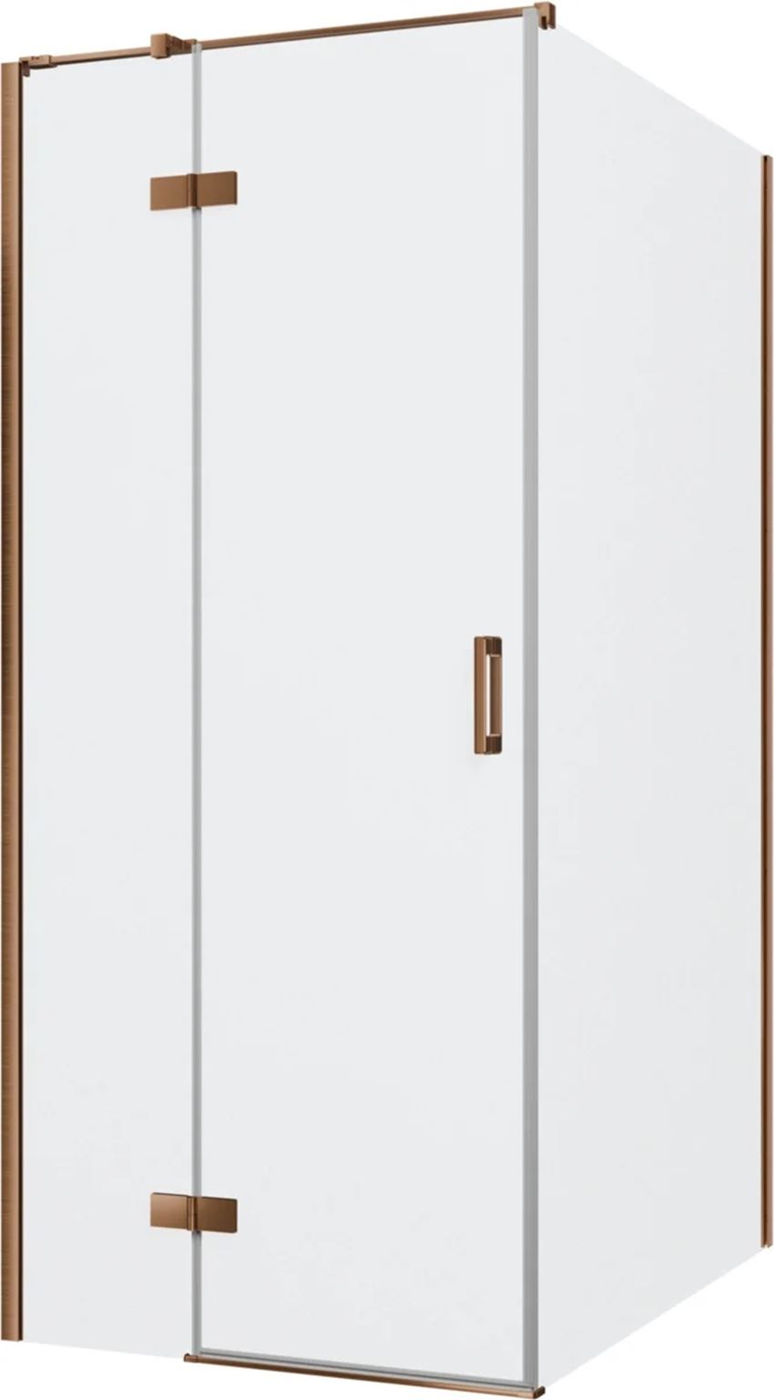 Kabina prysznicowa narożna lewa prostokątna szkło przezroczyste profile miedź szczotkowana 90x120x200 cm IÖ Luvia