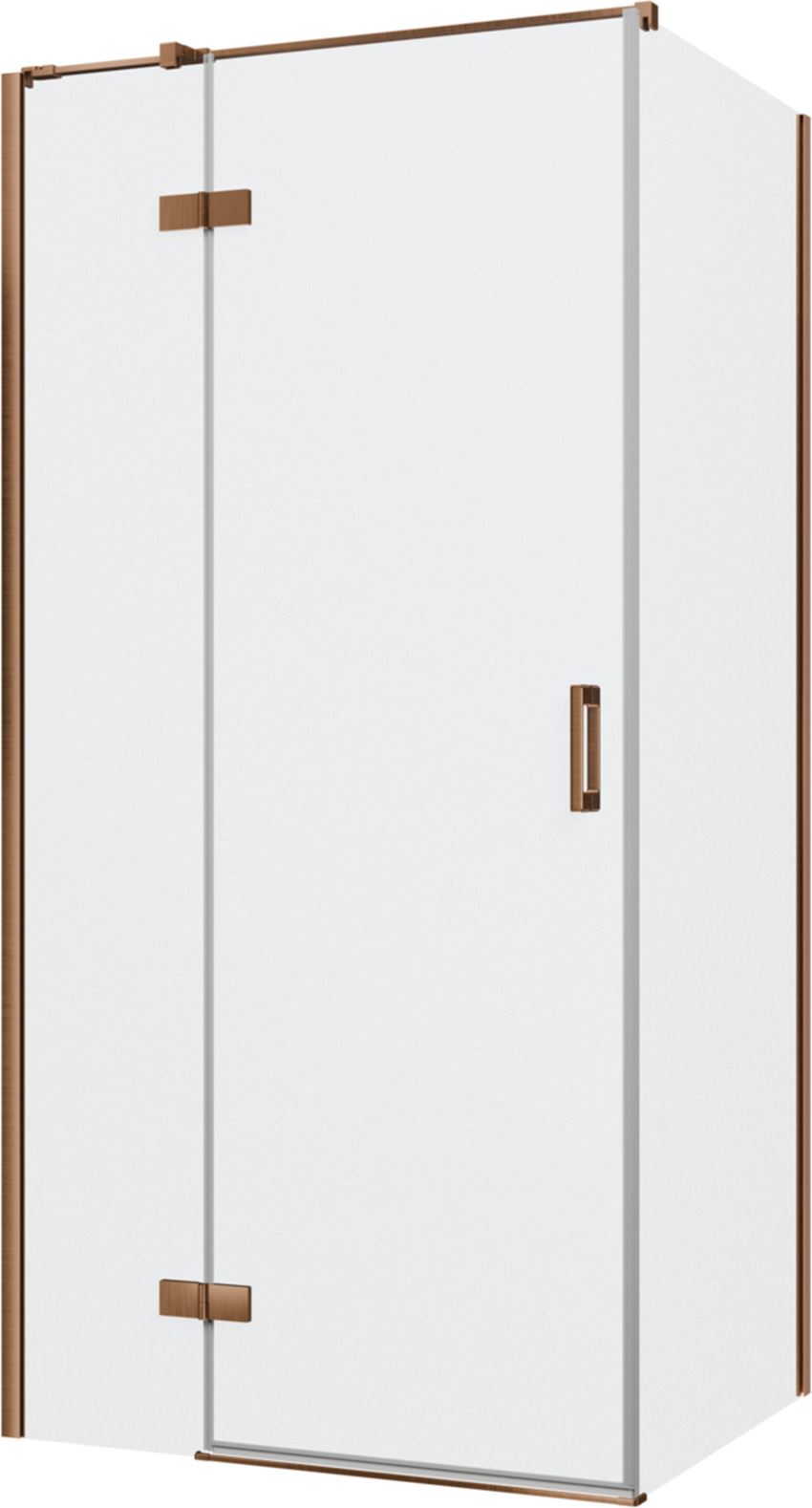 Kabina prysznicowa narożna lewa prostokątna szkło przezroczyste profile miedź szczotkowana 100x80x200 cm IÖ Luvia