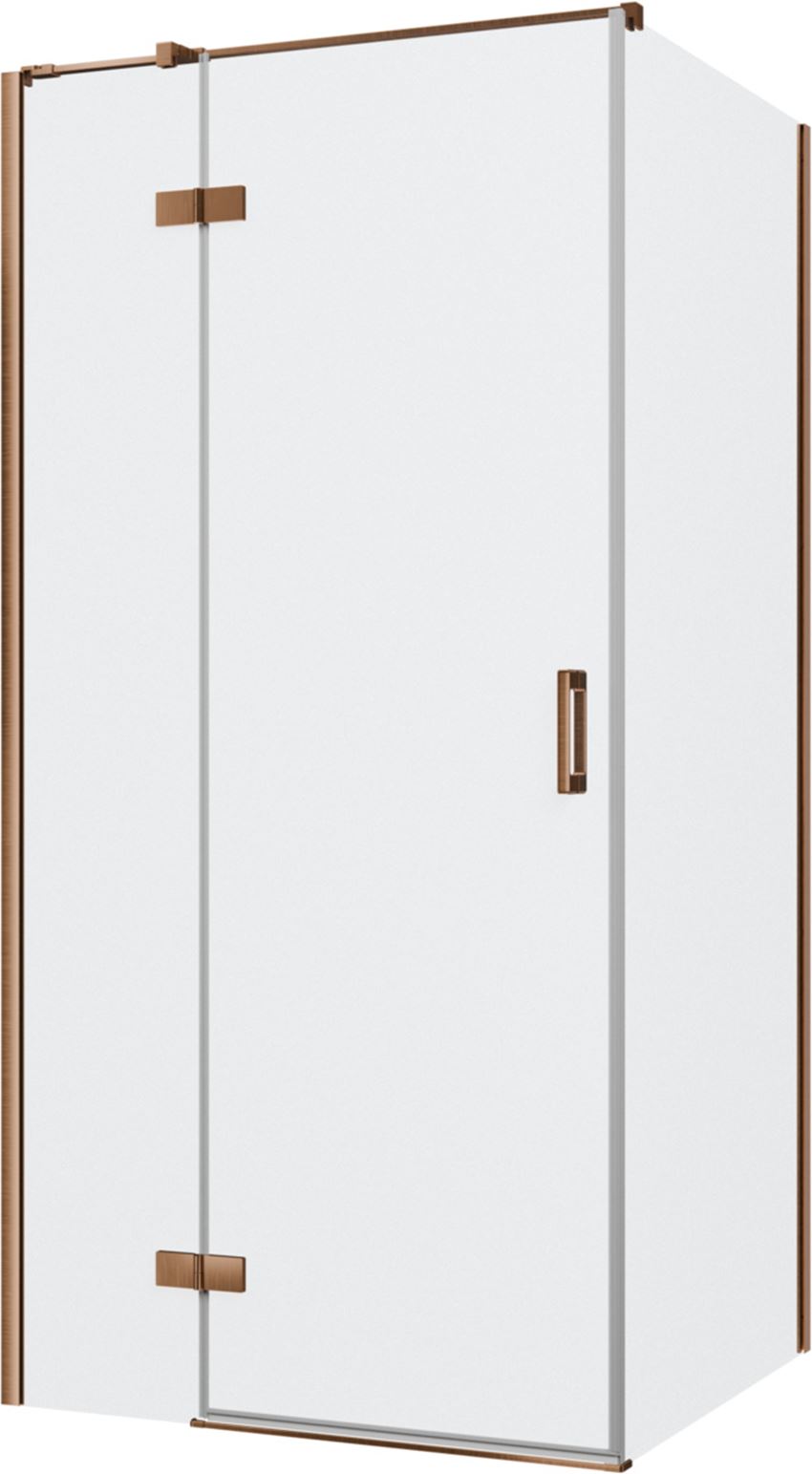 Kabina prysznicowa narożna lewa prostokątna szkło przezroczyste profile miedź szczotkowana 100x90x200 cm IÖ Luvia