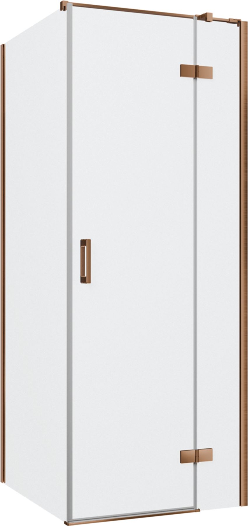 Kabina prysznicowa narożna lewa prostokątna szkło przezroczyste profile miedź szczotkowana 80x90x200 cm IÖ Luvia