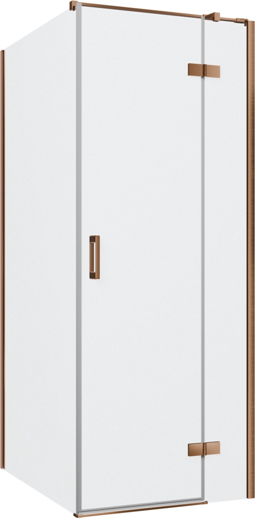 Kabina prysznicowa narożna lewa prostokątna szkło przezroczyste profile miedź szczotkowana 80x100x200 cm IÖ Luvia
