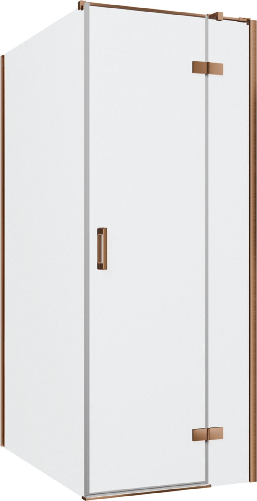 Kabina prysznicowa narożna lewa prostokątna szkło przezroczyste profile miedź szczotkowana 80x120x200 cm IÖ Luvia