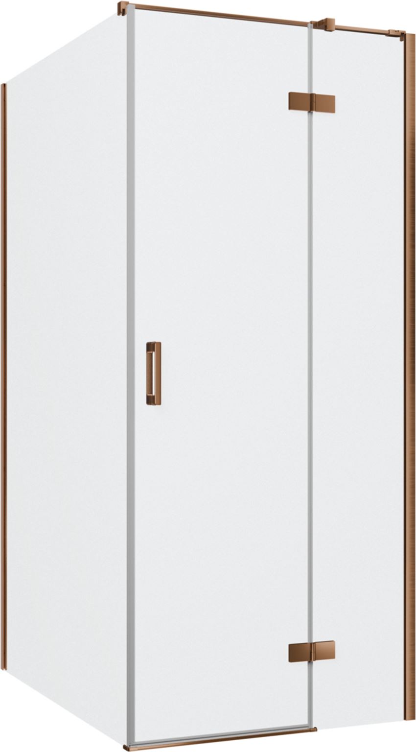 Kabina prysznicowa narożna prawa prostokątna szkło przezroczyste profile miedź szczotkowana 90x120x200 cm IÖ Luvia