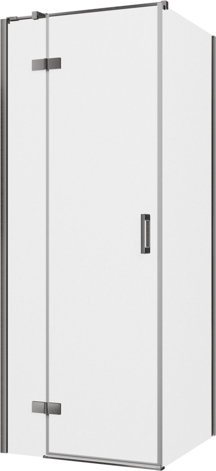 Kabina prysznicowa narożna lewa kwadratowa szkło przezroczyste profile gunmetal szczotkowany 80x80x200 cm IÖ Luvia