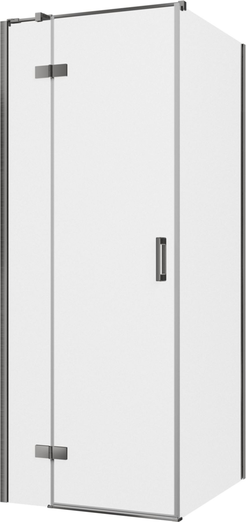 Kabina prysznicowa narożna lewa prostokątna szkło przezroczyste profile gunmetal szczotkowany 80x90x200 cm IÖ Luvia