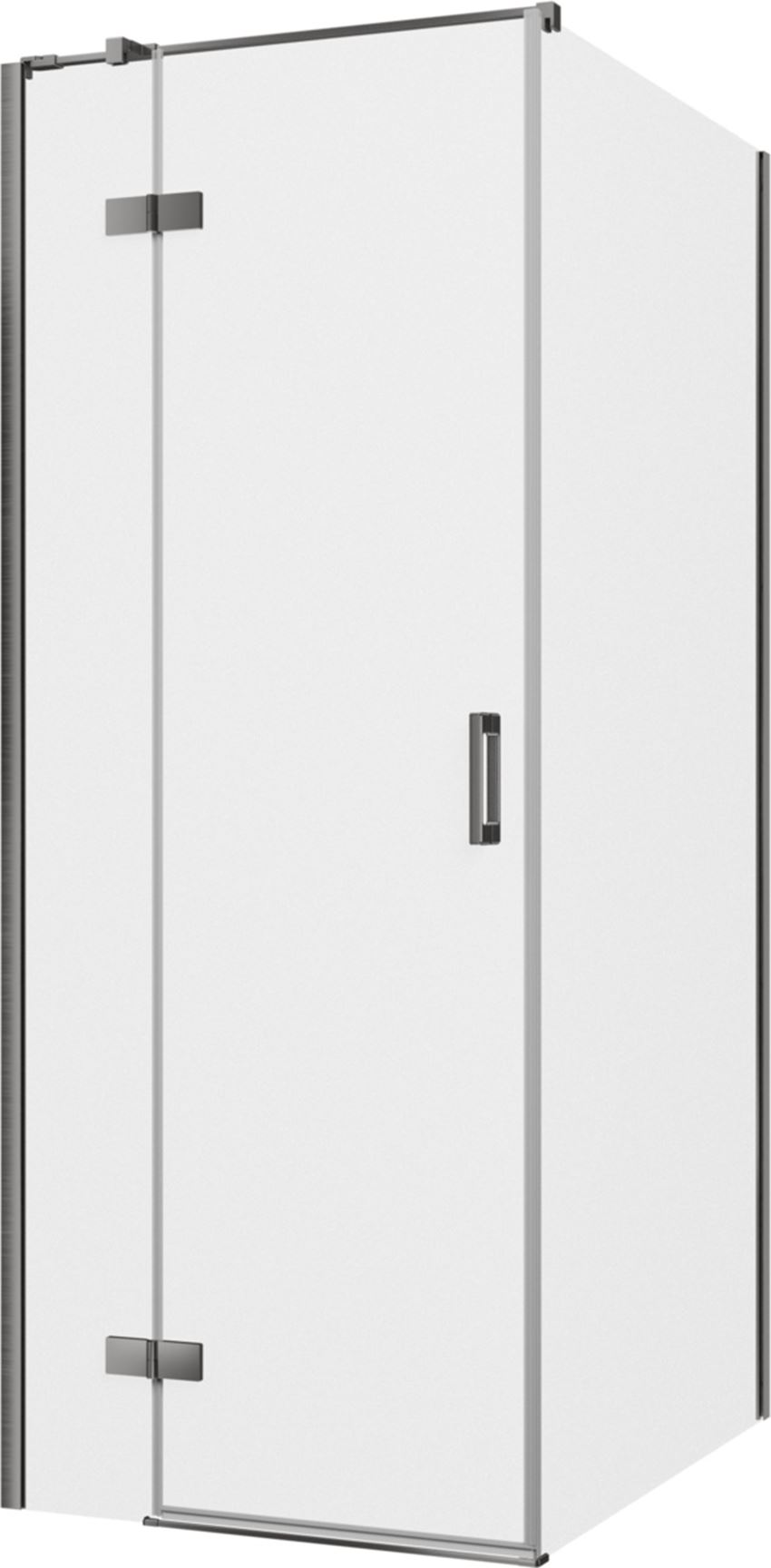 Kabina prysznicowa narożna lewa prostokątna szkło przezroczyste profile gunmetal szczotkowany 80x100x200 cm IÖ Luvia