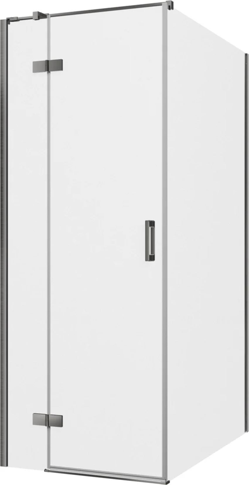 Kabina prysznicowa narożna lewa prostokątna szkło przezroczyste profile gunmetal szczotkowany 80x120x200 cm IÖ Luvia