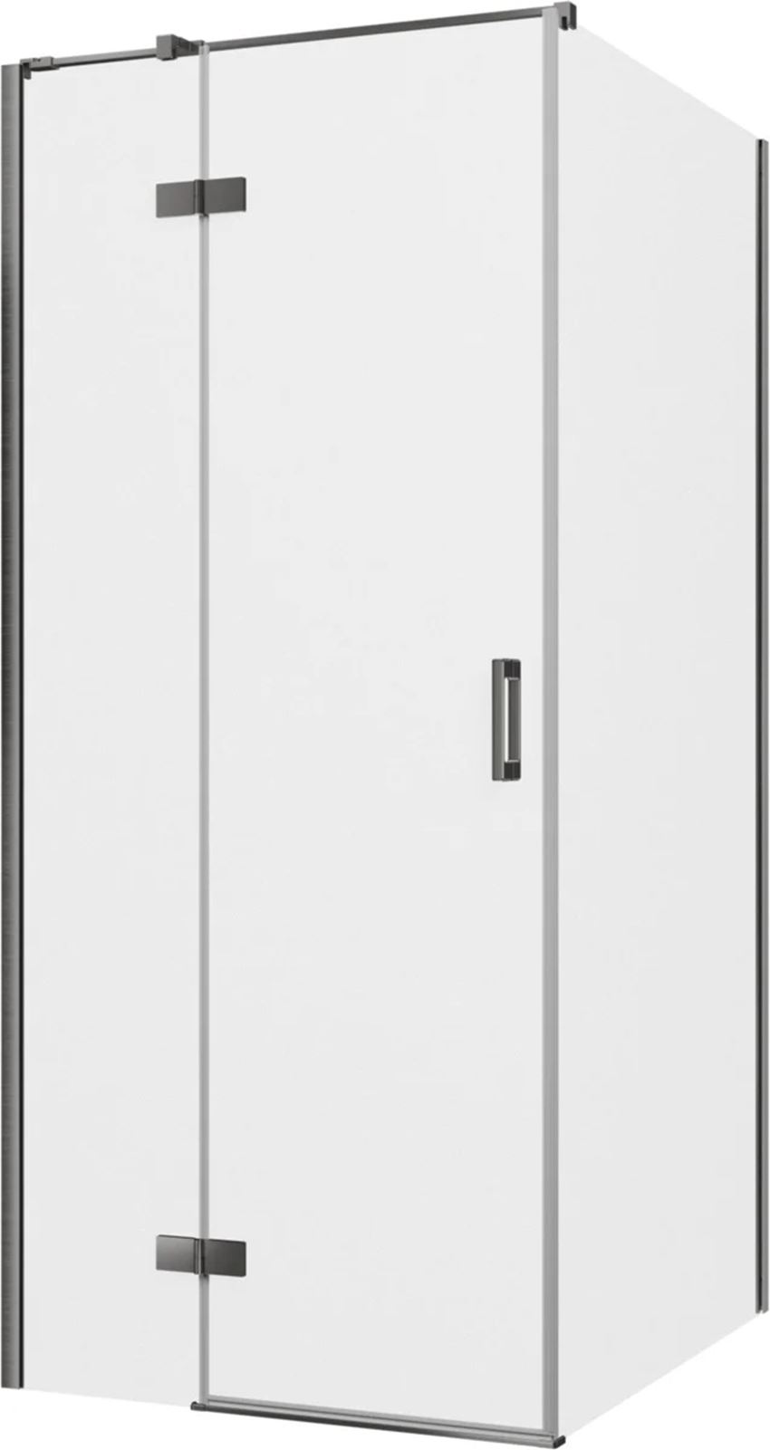 Kabina prysznicowa narożna lewa prostokątna szkło przezroczyste profile gunmetal szczotkowany 90x100x200 cm IÖ Luvia