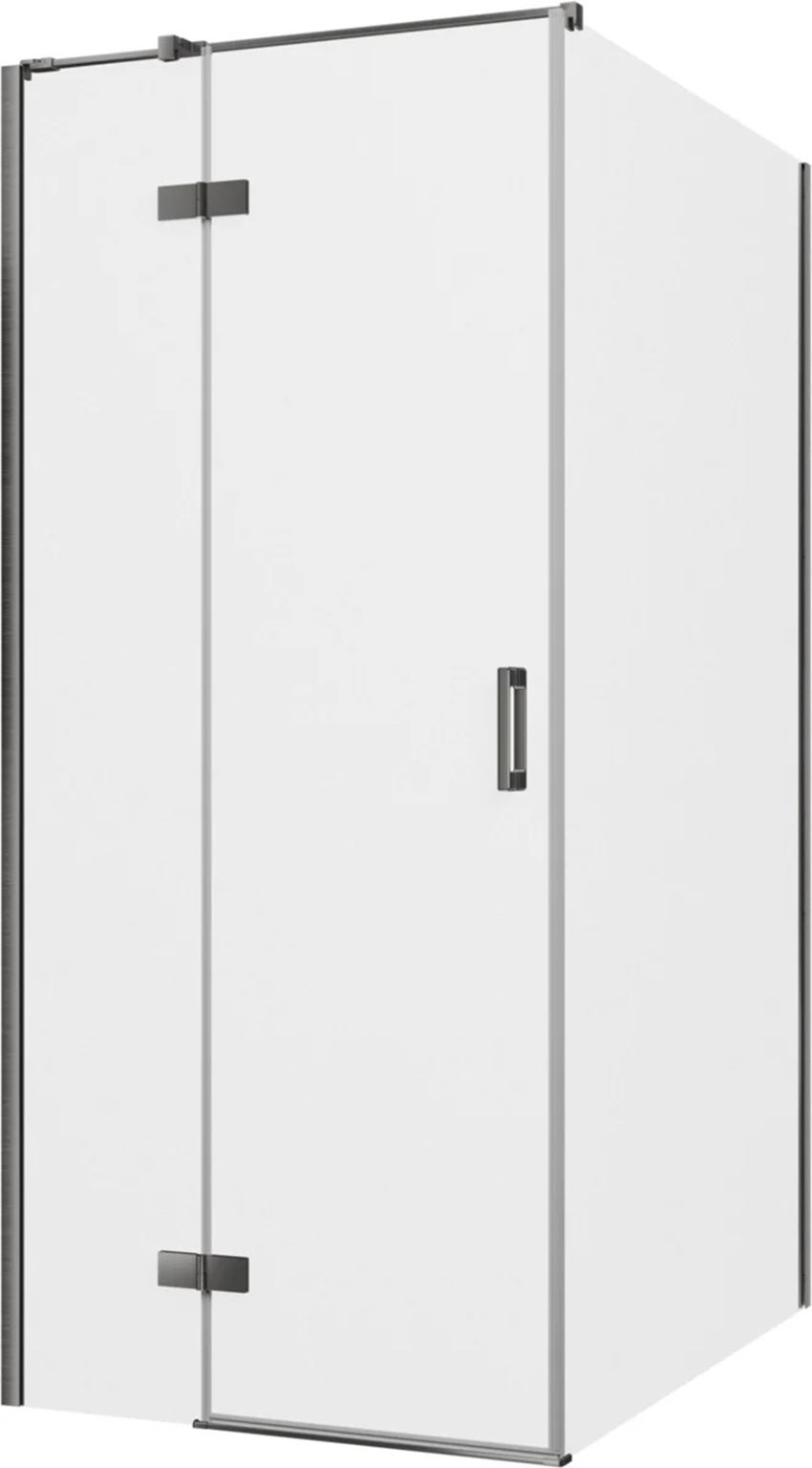 Kabina prysznicowa narożna lewa prostokątna szkło przezroczyste profile gunmetal szczotkowany 90x120x200 cm IÖ Luvia