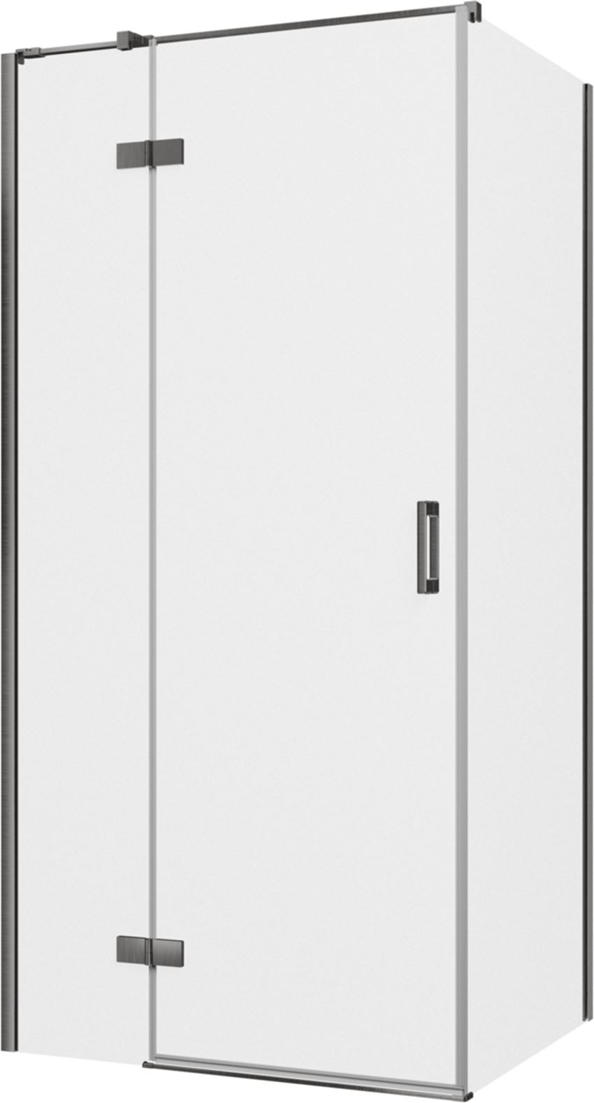 Kabina prysznicowa narożna lewa prostokątna szkło przezroczyste profile gunmetal szczotkowany 100x80x200 cm IÖ Luvia