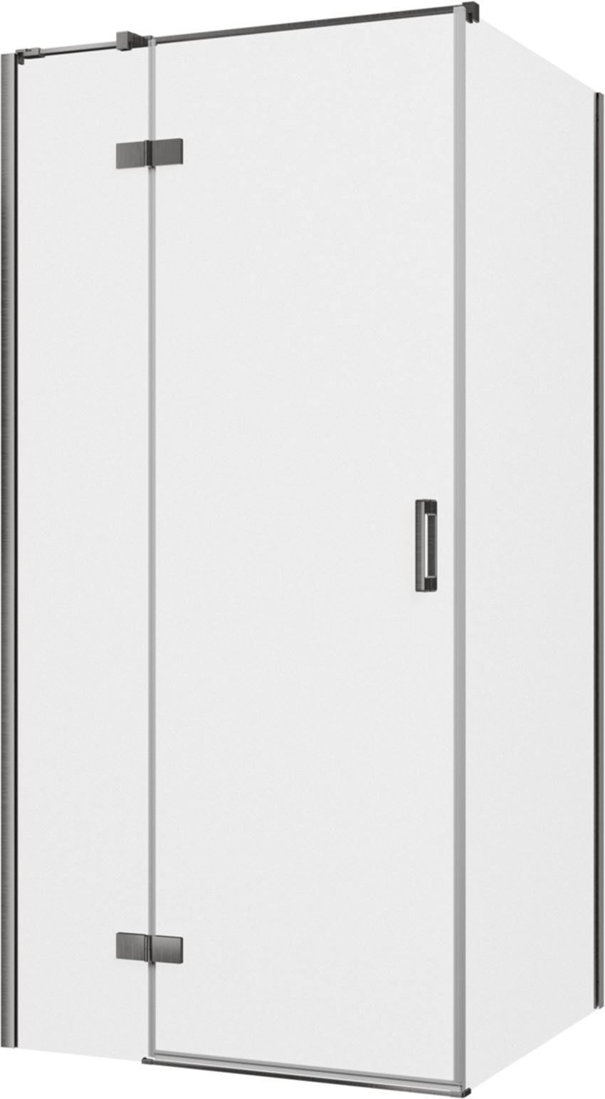 Kabina prysznicowa narożna lewa prostokątna szkło przezroczyste profile gunmetal szczotkowany 100x90x200 cm IÖ Luvia