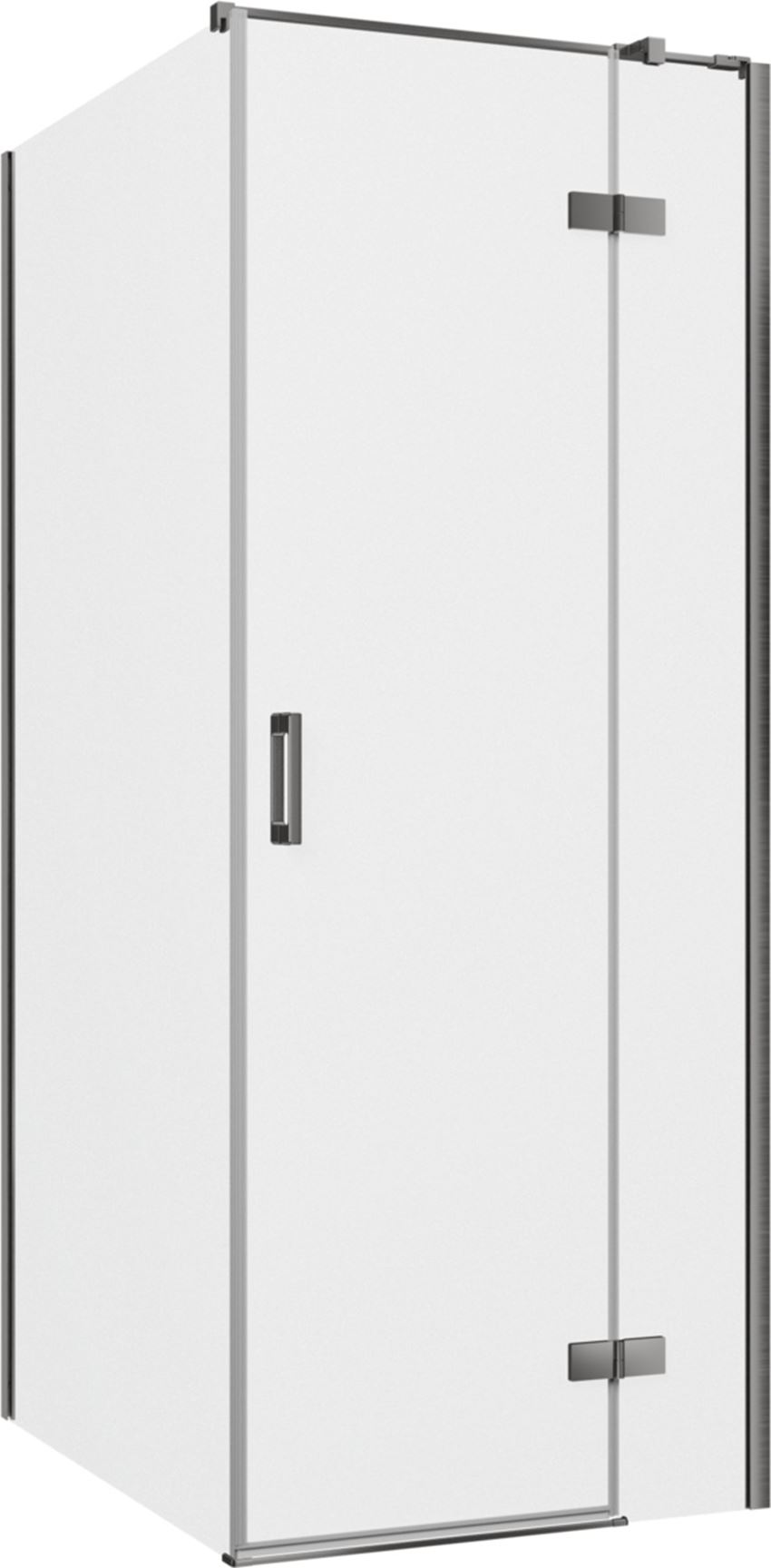 Kabina prysznicowa narożna prawa prostokątna szkło przezroczyste profile gunmetal szczotkowany 80x100x200 cm IÖ Luvia