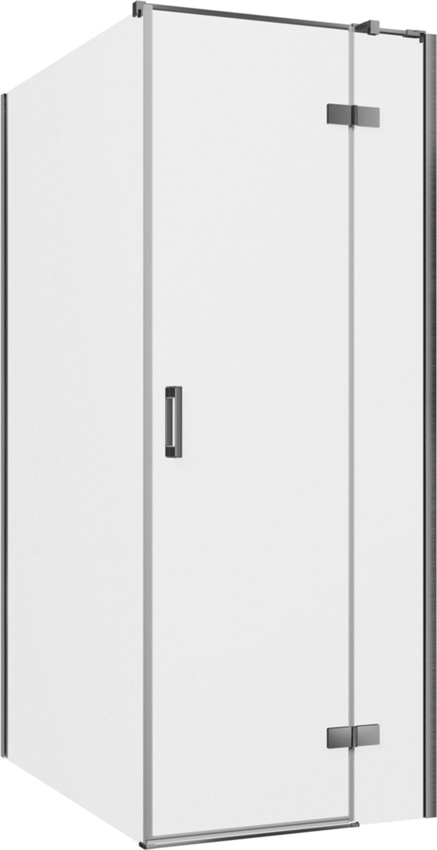 Kabina prysznicowa narożna prawa prostokątna szkło przezroczyste profile gunmetal szczotkowany 80x120x200 cm IÖ Luvia