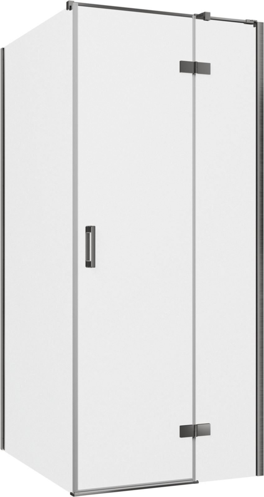 Kabina prysznicowa narożna prawa prostokątna szkło przezroczyste profile gunmetal szczotkowany 90x100x200 cm IÖ Luvia